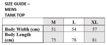 Mens Tank Sizing