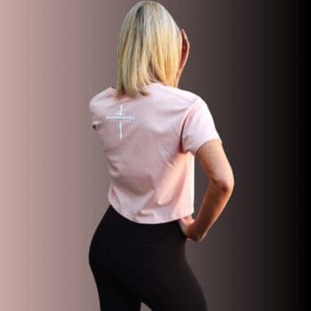 Ladies Crop tee - Peach - Image 2